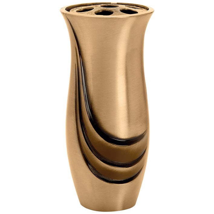 Vase à fleurs pour cimetière 26cm - Bronze, avec intérieur en plastique - Sur pied 2656/P