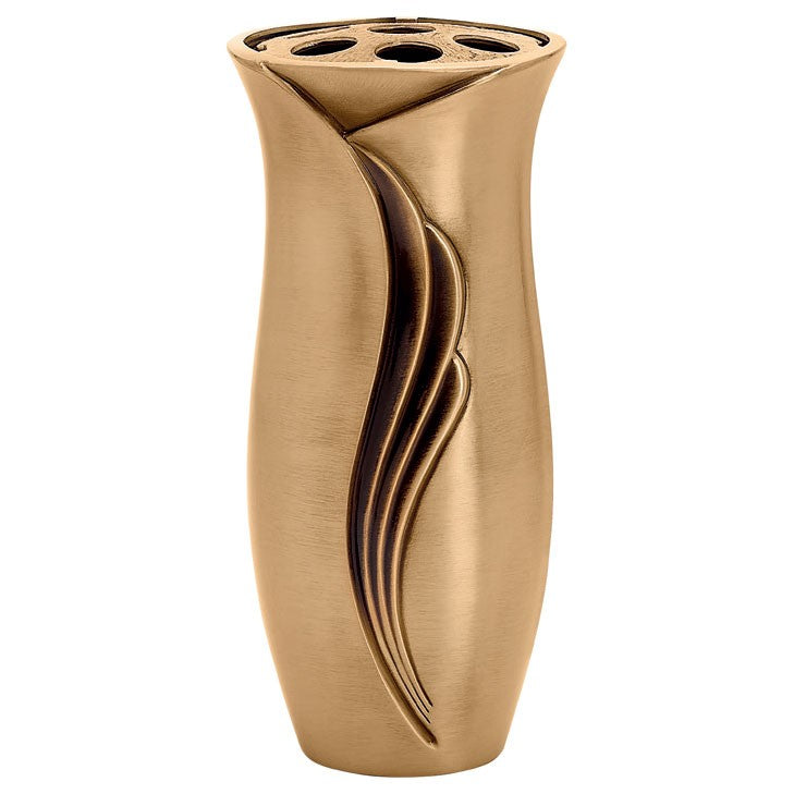 Vase à fleurs pour cimetière 26cm - Bronze, avec intérieur en plastique - Sur pied 2657/P