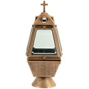 Farol portavelas para cementerio 26cm - De bronce, fijación a suelo 271943