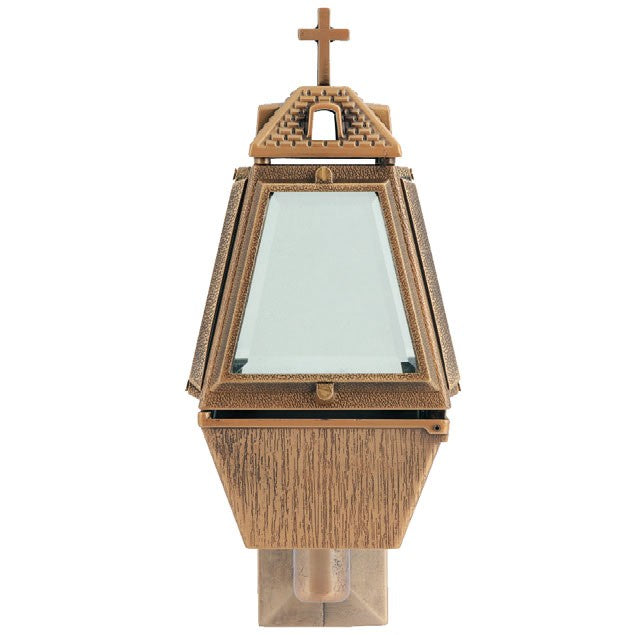 Lampe de cimetière pour bougies votives 26cm - Bronze, sur pied 281943