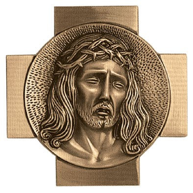 Plaque décorative en bronze - Christ 18x18cm - Application murale 3014