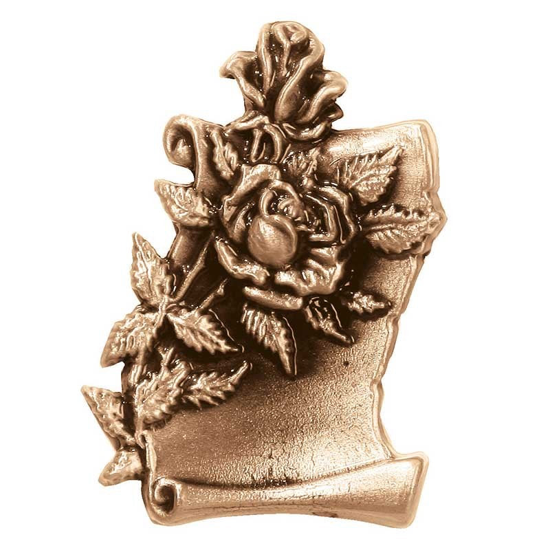 Bronze-Grabsteindekoration - Pergament mit Rosen 10x7cm - Wandapplikation 3060