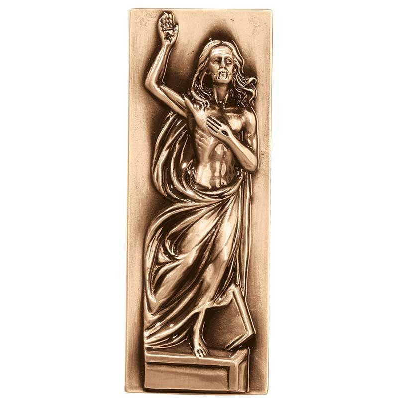 Bronzeplakette Dekoration - Auferstandener Christus 15x5,5cm - Wandapplikation 3063