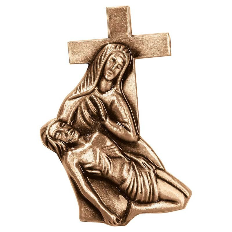 Bronzetafel Dekoration - Pieta 13,5x9cm - Wandapplikation 3070