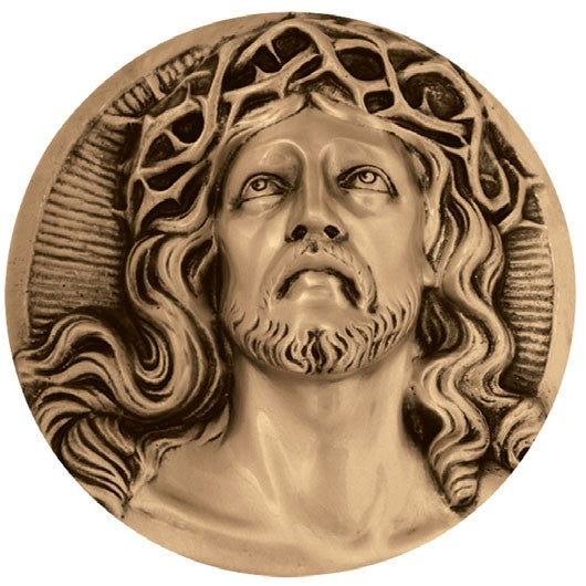 Decorazione in bronzo per lapidi - Cristo Ø27cm - Applicazione a parete 3076