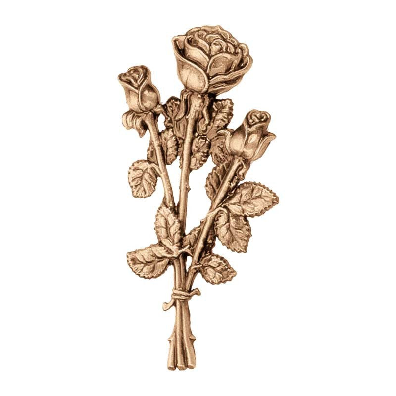 Decorazione floreale per lapidi - Rose 18cm in bronzo - Per applicazione a parete 3104