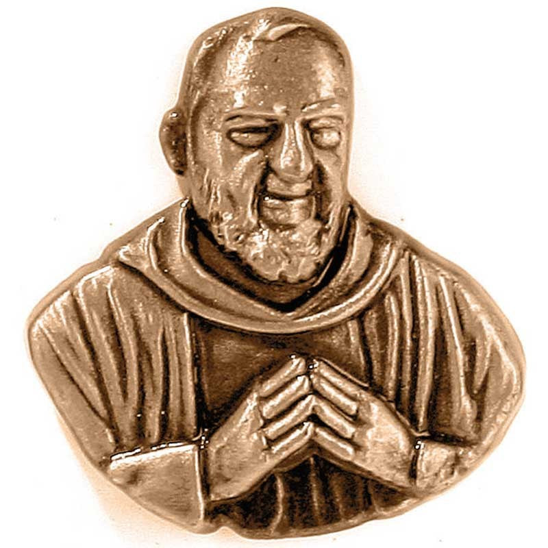 Decorazione in bronzo per lapidi - Padre Pio 6x3,5cm - Applicazione a parete 3106