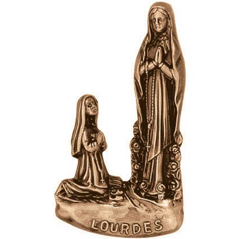 Decorazione in bronzo per lapidi - Madonna di Lourdes 12x6cm - Applicazione a parete 3117