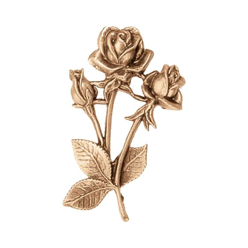 Decorazione floreale per lapidi - Rose 10cm in bronzo - Per applicazione a parete 3127