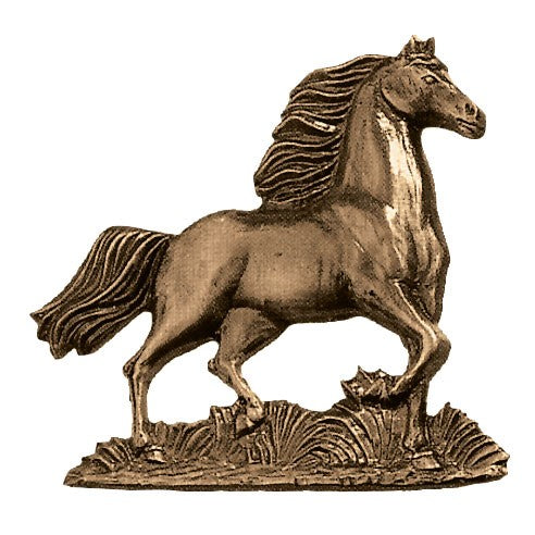 Decorazione in bronzo per lapidi - Cavallo in corsa 13x13cm - Applicazione a parete 3160