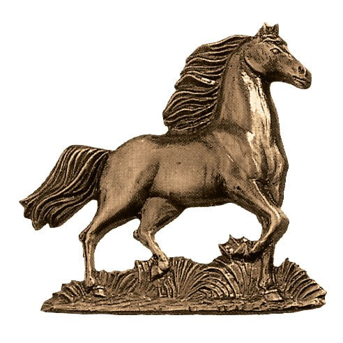 Plaque décorative en bronze - Cheval courant 13x13cm - Application murale 3160