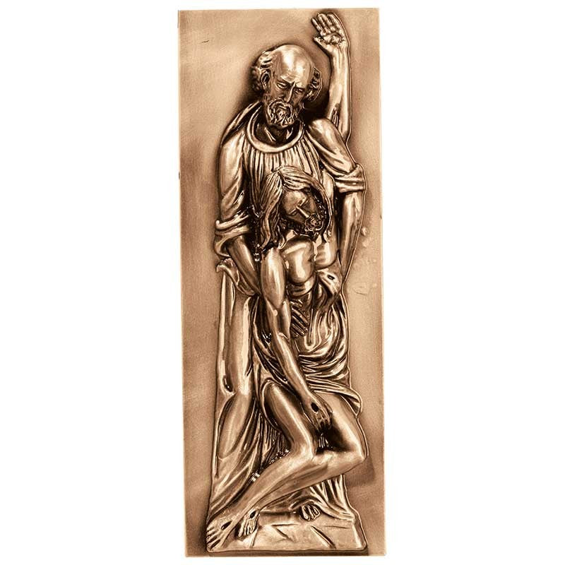 Bronzetafel Dekoration - Pieta 35x13cm - Wandanwendung 3175-35