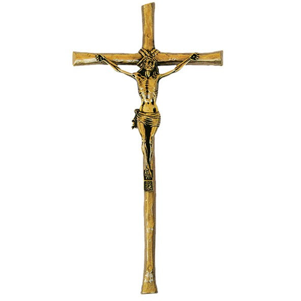 Grabsteinschmuck - Kruzifix mit Christus 23,5x45cm - Bronze, Wandmontage 3538/C