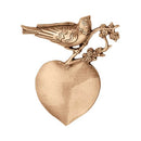 Décoration de pierre tombale en bronze - cœur avec colombe 10cm - Application murale 3562