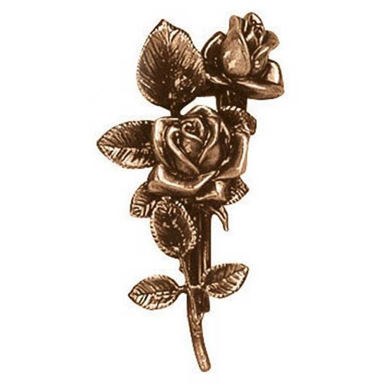 Blumendekoration für Grabsteine - Rose 21cm Bronze - Für Wandmontage 3723