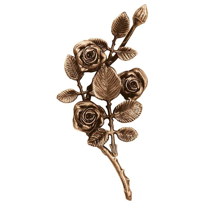 Decorazione floreale per lapidi - Rose sinistra 27x14cm in bronzo - Per applicazione a parete 3751-sx