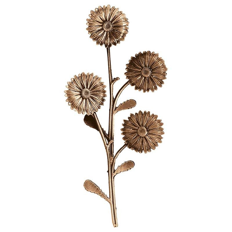 Blumendekoration für Grabsteine - Gänseblümchen links 27x13cm Bronze - Für Wandmontage 3755-sx