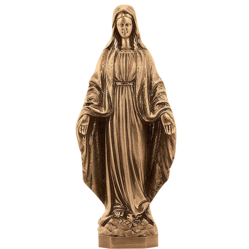 Decorazione in bronzo per lapidi - Madonna 13x36cm - Applicazione a parete 4003/T