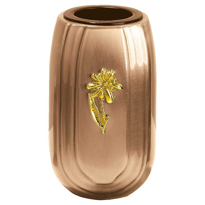 Vase à fleurs pour ossuaires 12.5x7.5cm - Bronze, sur pied - Avec revêtement en cuivre amovible 717-R27