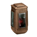 Farol portavelas para cementerio 26x12cm - De bronce, fijación a suelo 756