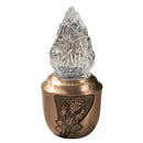 Farol luz a pilas para lápida 20x8,5cm - En bronce con llama de cristal tallado - De suelo 791