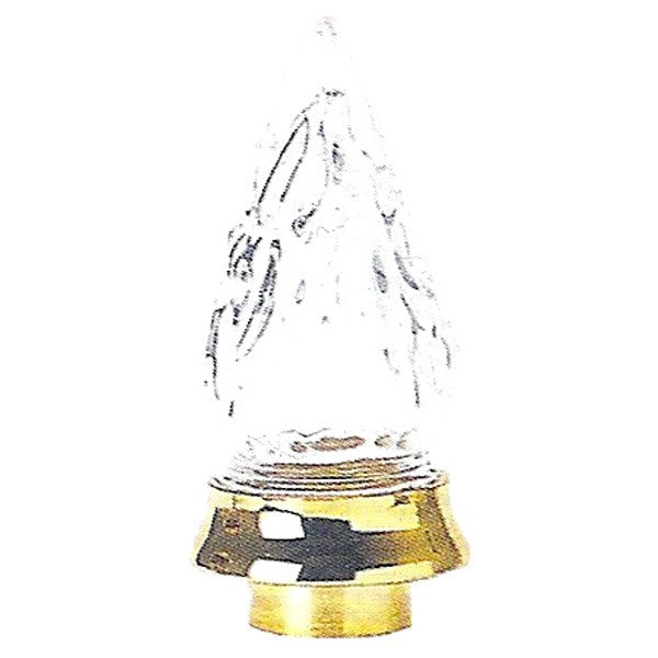 Fiamma per lampada votiva 5x13cm - Fiamma in cristallo con base in bronzo