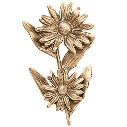 Blumendekoration für Grabsteine - Zweig mit Gänseblümchen in der Sonne 11x16cm Bronze - Für Wandmontage 54010