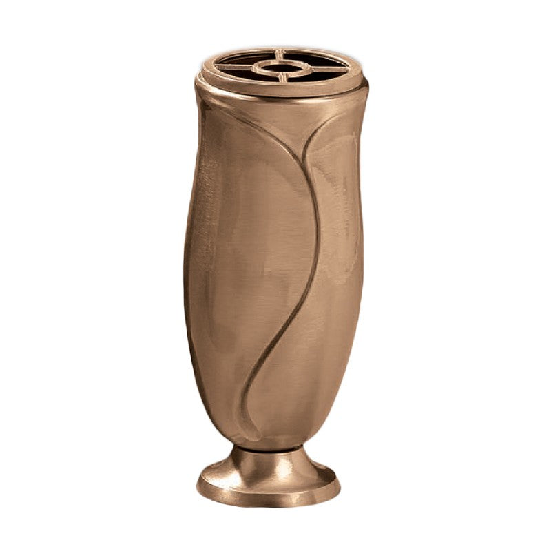 Vaso portafiori per cimitero 23x9cm - In bronzo, con interno rimovibile - Da terra 8900-R1