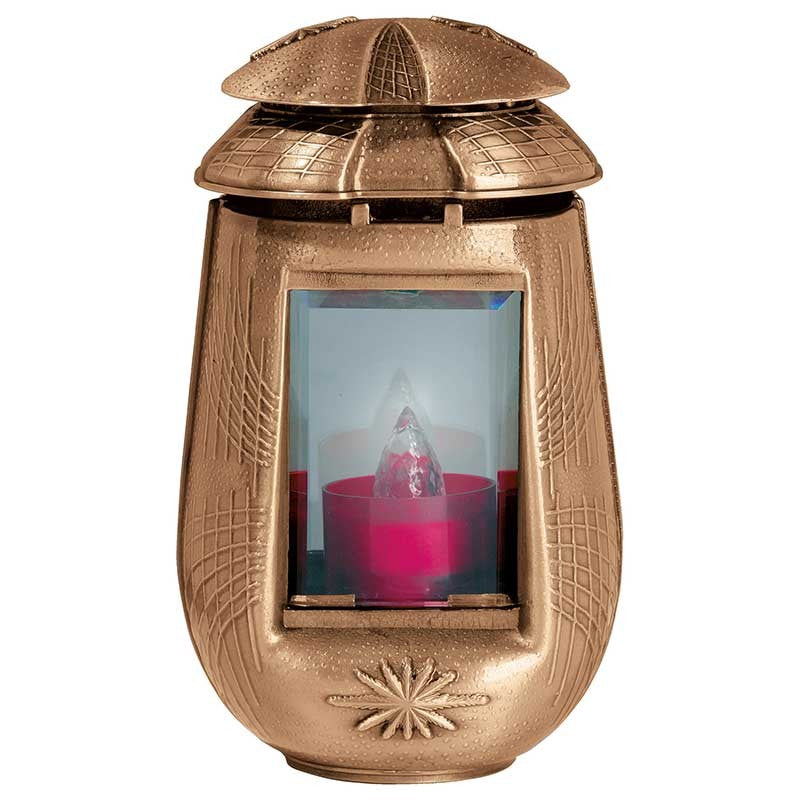 Lampe de cimetière pour bougies votives 25x15cm - Bronze, sur pied 8926-M20