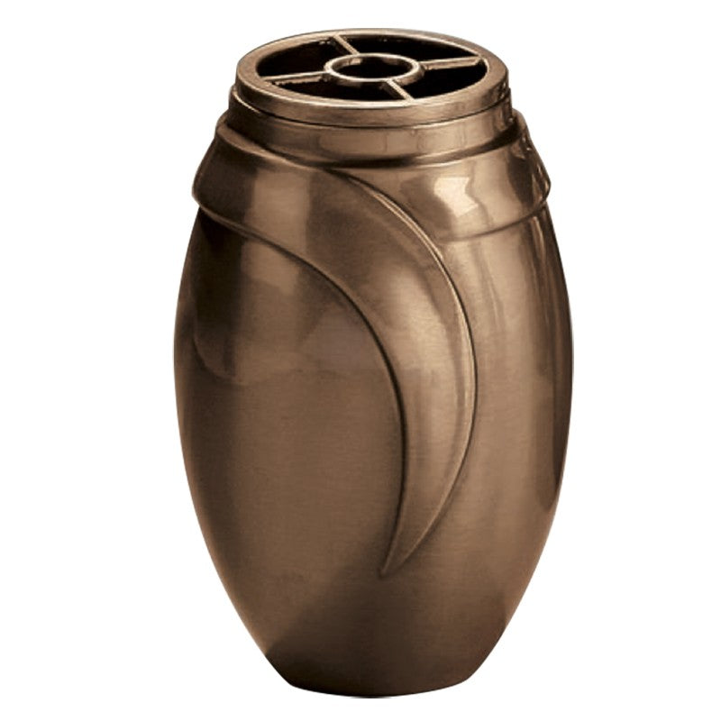 Vaso portafiori per cimitero 19x12cm - In bronzo, con interno rimovibile - Da terra 9300-P4