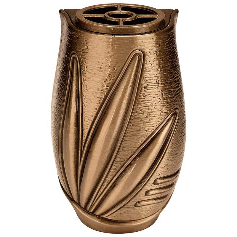 Vase à fleurs pour cimetière 21x11cm - Bronze, avec intérieur amovible - Montage mural 9103-P4