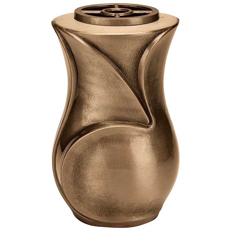 Vase pour cimetière 20x12cm - Bronze, avec intérieur amovible -