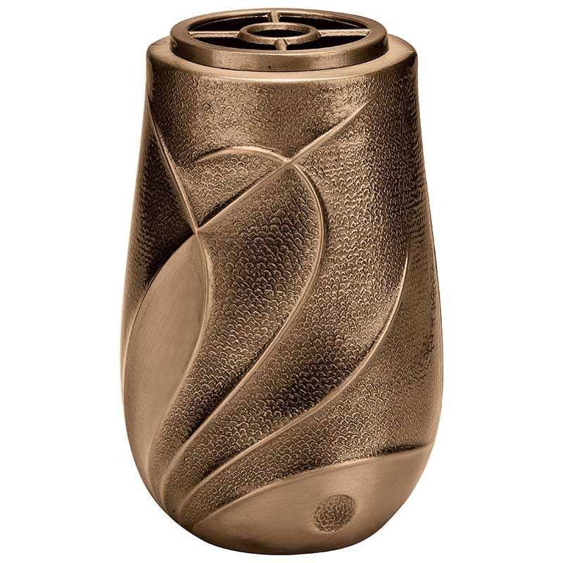 Vase à fleurs pour cimetière 20x10cm - Bronze, avec intérieur amovible - Sur pied 9420-R1