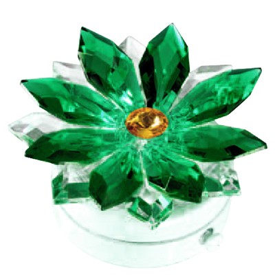Fiamma per lampada votiva - Fiocco di neve in cristallo verde 8,5cm