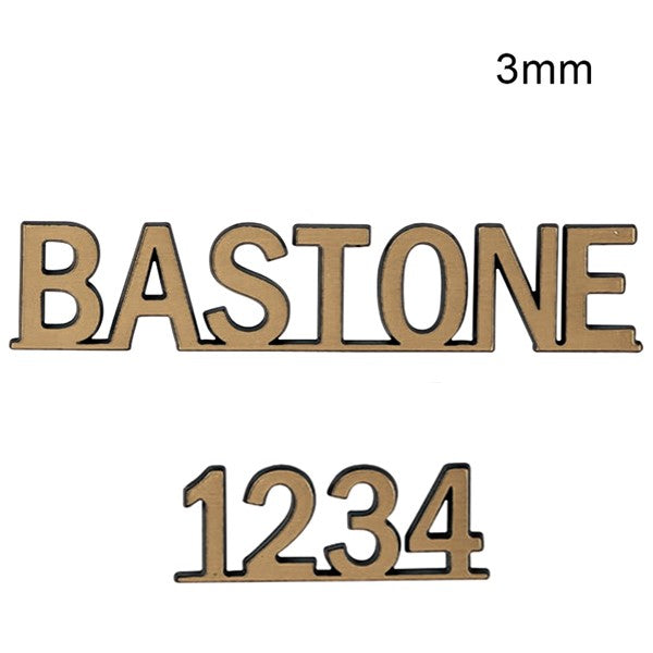 Lettere per lapidi in bronzo da 3mm di spessore - Stile Bastone - Lamiera traforata