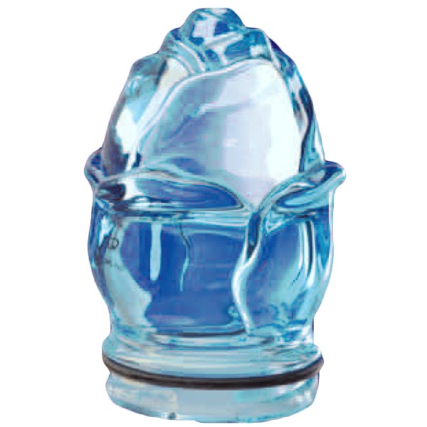 Flamme pour lampe votive - Bouton de cristal bleu clair 8cm