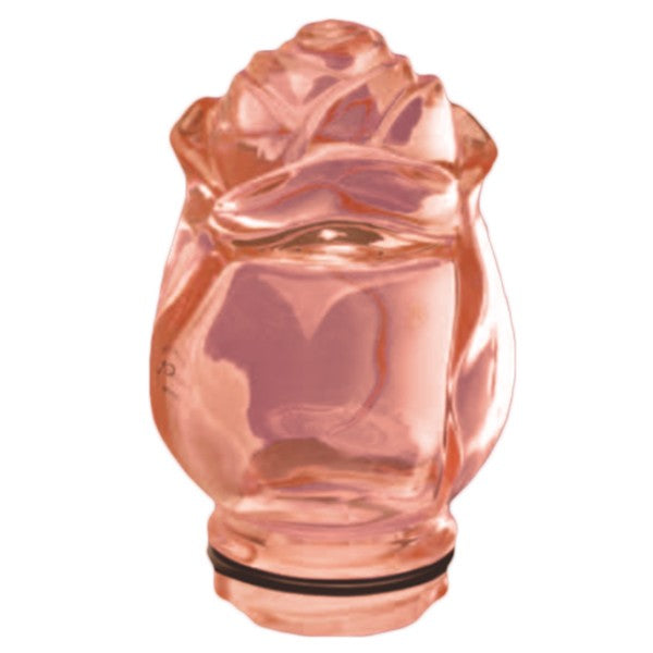 Fiamma per lampada votiva - Bocciolo di rosa in cristallo rosa 10,5cm