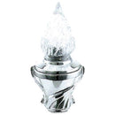 Farol luz a pilas para lápida Esedra 20x9cm - En acero con llama de cristal tallado - De pared