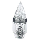 Farol luz a pilas para lápida Rosa 19,5x7,5cm - En acero con llama de cristal tallado - De pared