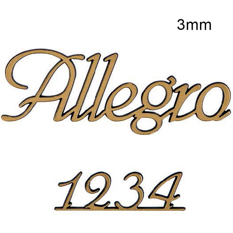 Letras en bronce para lápidas y nichos - Fuente Allegro - Chapa cortada por láser de 3mm