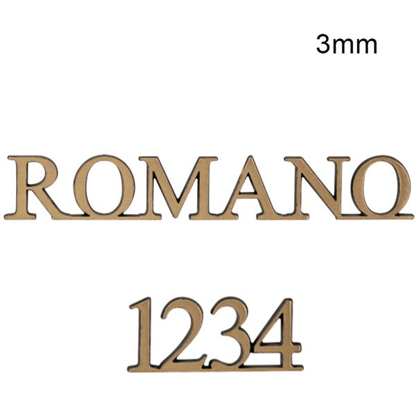Lettere per lapidi in bronzo da 3mm di spessore - Stile Romano - Lamiera traforata